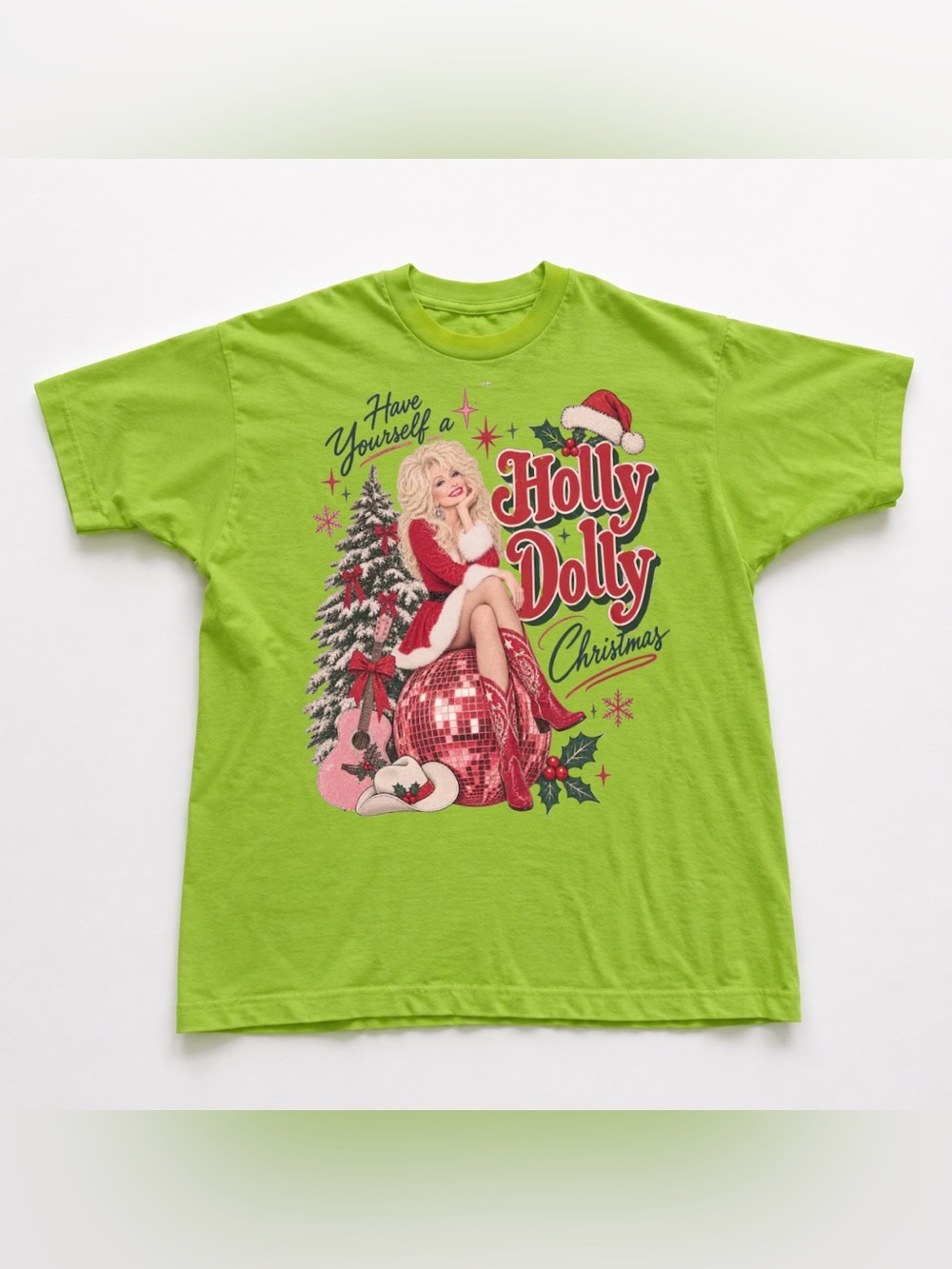 Lime Holly Dolly Christmas Graphic Tee